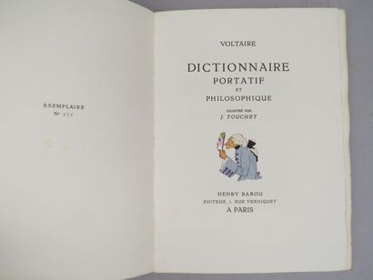 null VOLTAIRE. DICTIONNAIRE PORTATIF ET PHILOSOPHIQUE. Paris, Babou, 1928. Grand...