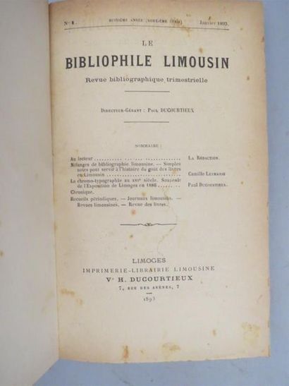 null [BIBLIOGRAPHIE]. LE BIBLIOPHILE LIMOUSIN. Limoges, Ducourtieux, 1885-1909. Neuf...