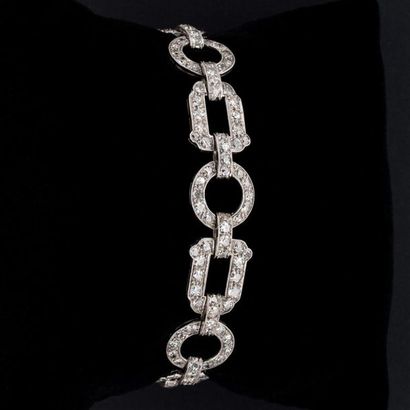 null Bracelet articulé à motifs géométriques, diamants taille ancienne, 8, 50 carats...