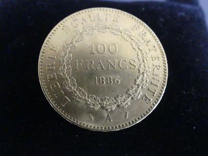 Pièce de 100 fr or , Genie de 1886 A . Poids...