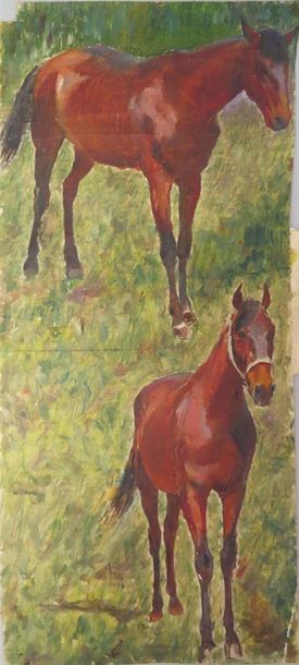 null Georges Antoine ROCHEGROSSE (1859-1938)
Deux études de chevaux
Huile sur toile
16...