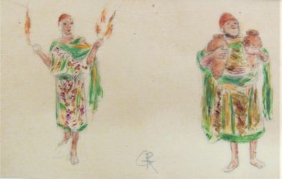 null Georges Antoine ROCHEGROSSE (1859-1938)
Trois études en couleurs pour "La Chaine...