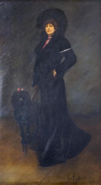 null Georges Antoine ROCHEGROSSE (1859-1938)
Madame Rochegrosse et son chien Yack
Importante...