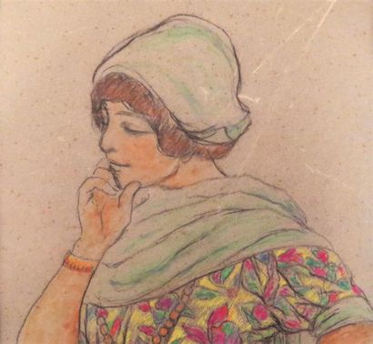 null Georges Antoine ROCHEGROSSE (1859-1938)
Etude de femme à la robe jaune. Projet...