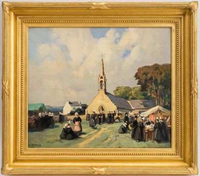 null Henri Alphonse BARNOIN (1882-1940)
Scène de marché en Bretagne
Huile sur toile...