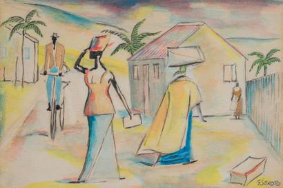 null Gérard SEKOTO ( 1913-1993)
Scène de Rue en Afrique
Aquarelle, signée en bas...