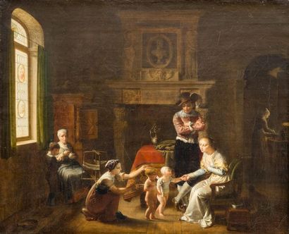 Jean-Baptiste MALLET (1759-1835) Jean-Baptiste MALLET (1759-1835)
Scène d'intérieur
Huile...