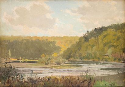 null Edmond PETITJEAN (1844-1925)
Paysage lorrain
Huile sur carton signé en bas à...