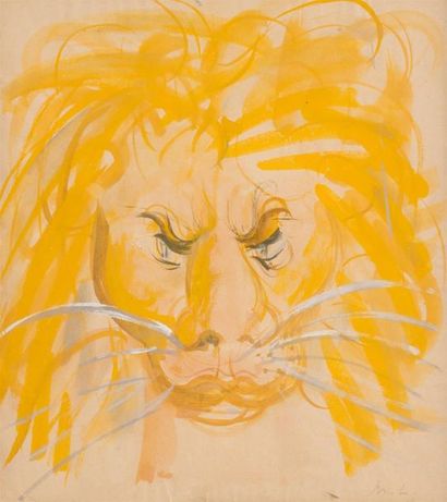 null Mikhail LARIONOV (1881-1964)
Tête de lion
Aquarelle monogrammée "ML"
25 x 21...