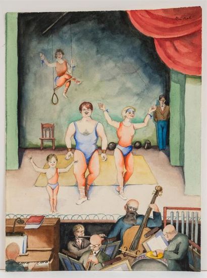 null Otto NÜCKEL (1888-1956)
Le cirque et orchestre
Aquarelle signée en haut à droite...