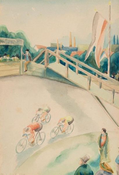 Otto NÜCKEL (1888-1956)
Course cycliste
Aquarelle...