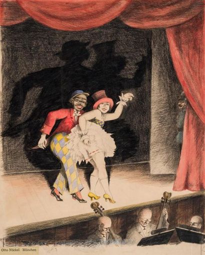 null Otto NÜCKEL (1888-1956)
Les danseurs
Crayons et aquarelle signée en bas à droite...