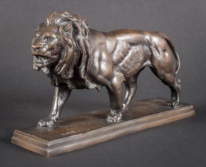 null Antoine Louis BARYE ( 1796-1875)
Lion marchant 
Epreuvre en bronze à patine...