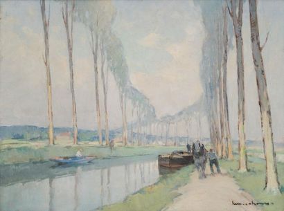 null Henry-Maurice CAHOURS (1889-1974)
Le canal
Huile sur toile signée en bas à droite
46...