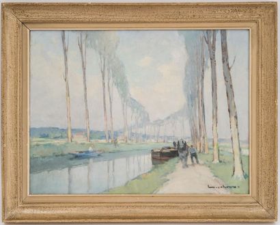 null Henry-Maurice CAHOURS (1889-1974)
Le canal
Huile sur toile signée en bas à droite
46...