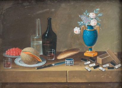 null Johann Rudolf FEYERABEND (LELONG) (1779-1814). 
Nature morte au vase fleuri,...