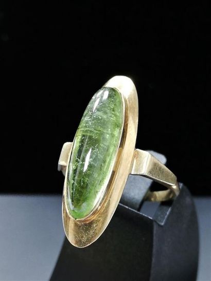 null (AC) Bague pierre verte en cabochon, monture en or 14K
Poids brut : 5.1- Doigt...