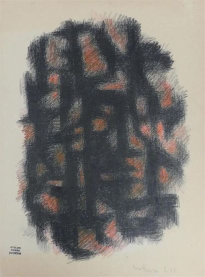 null Pierre JOURDA (1931-2007)
Beethoven, I-58
Crayons gras sur papier, cachet de...