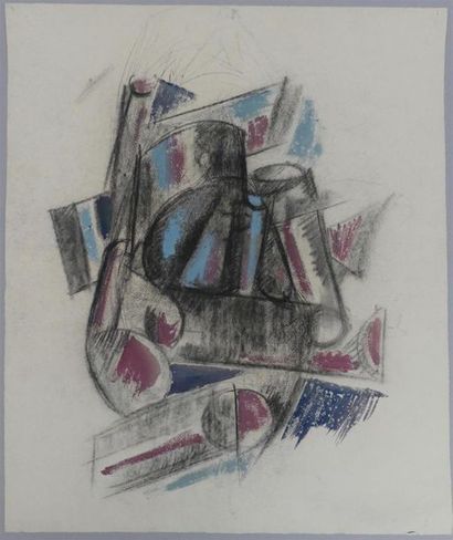 null Pierre JOURDA (1931-2007)
Composition abstraite 
Gouache et crayons gras sur...