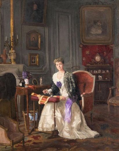 null Jean Pierre Charles DE CHABANNES LA PALICE (1862-1928)
Femme à l'ouvrage
Huile...