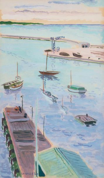 null Jules CAVAILLES (1901-1977)
Port de Saint Tropez (?)
Gouache signée en bas à...
