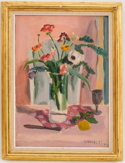 null Jules CAVAILLES (1901-1977)
Fleurs
Huile sur toile signée en bas à droite et...