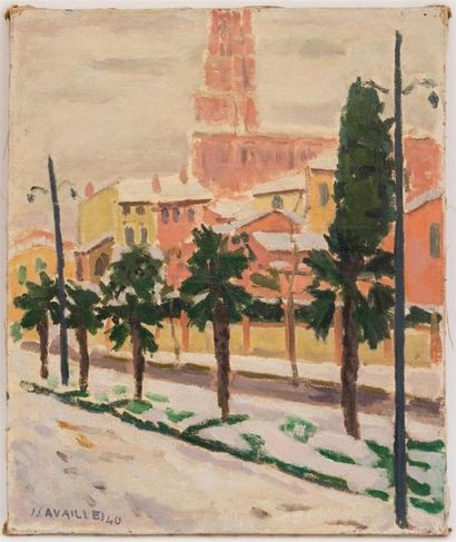 null Jules CAVAILLES (1901-1977)
Sainte Cécile, Albi, sous la neige
Huile sur toile...