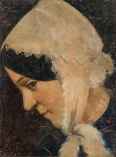 null Achille EMPERAIRE (1829-1898)
Portrait de femme à la coiffe
Huile sur toile...