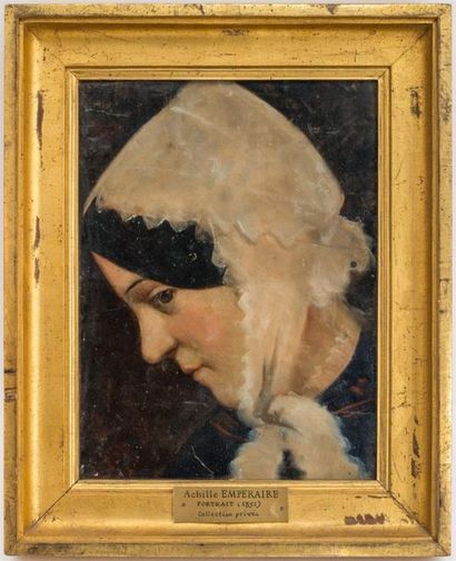 null Achille EMPERAIRE (1829-1898)
Portrait de femme à la coiffe
Huile sur toile...