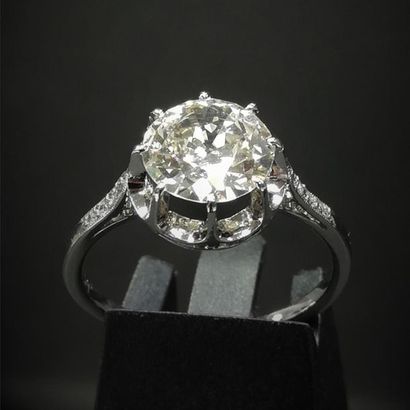 null Bague solitaire diamants taille ancienne, 1.78 carat,couleur M, Pureté VS2,...