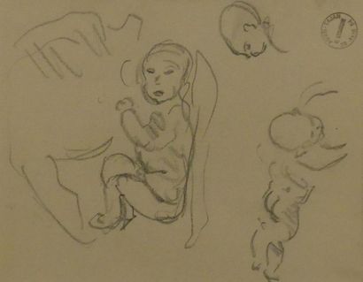 null Henri LEBASQUE (1865-1937)
Etude de nourrissons 
Crayon portant le cachet de...