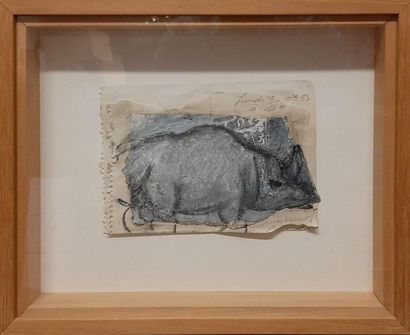 null Jeanne BEGUERISSE LACOMBE (1950)
Lettre au rhinocéros
Huile sur papier, signé
14...