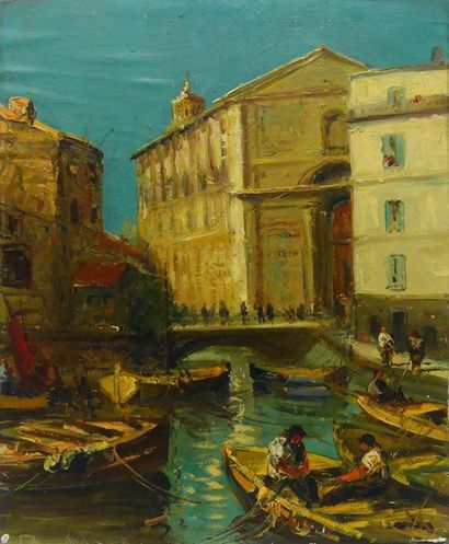 null ECOLE MEDITERRANEENNE XXe
Port de Méditerranée
Huile sur contreplaqué
55 x 46...