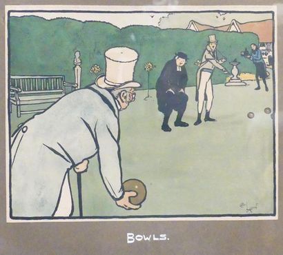 null Cécil ALDIN (1870-1935), d'après. 
"Bowls !"
Estampe en couleurs "published...