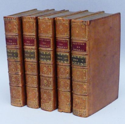 null BOILEAU DESPRÉAUX (Nicolas). OEUVRES. Paris, David, Durand, 1747. Cinq volumes...