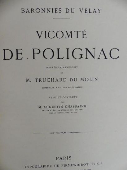 null CHASSAING (Augustin). BARONNIES DU VELAY. Vicomté de Polignac d'après un manuscrit...