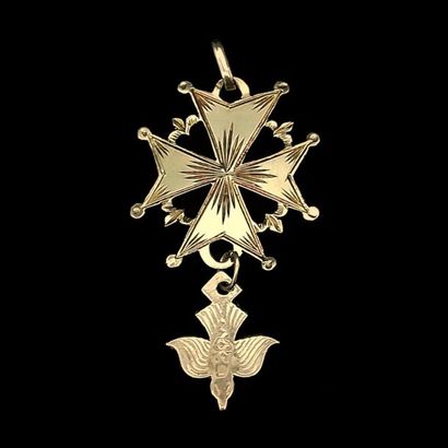 Pendentif croix Huguenote en or gravé
Poids:...