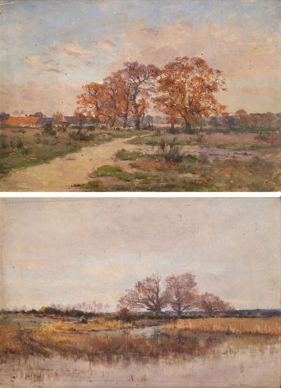 null Carlos LEFEBVRE (1853-1938)
Deux paysages
Deux huiles sur panneau
27 x 54 c...