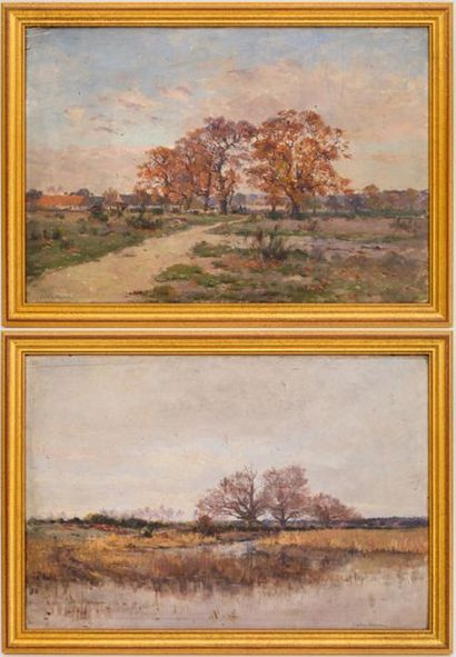 null Carlos LEFEBVRE (1853-1938)
Deux paysages
Deux huiles sur panneau
27 x 54 c...