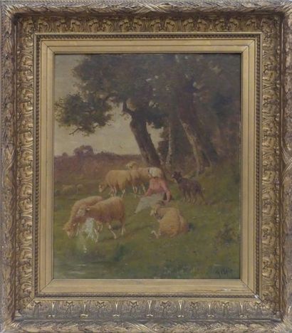 null Charles CLAIR (1860-1930)
Bergère et ses moutons
Huile sur toile signée en bas...