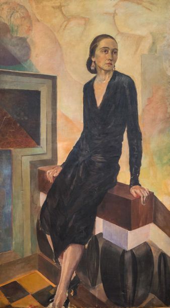 null ECOLE FRANCAISE vers 1930
Portrait de femme
Huile sur toile
180 x 101 cm