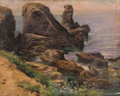 null Georges CLAIRIN (1843-1919)
Les rochers à Belle-Ile
Huile sur toile, signée...