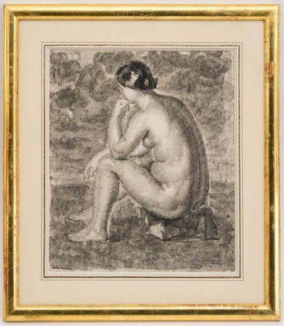 null MARCEL-LENOIR (1872-1931)
Femme nue pensive
Fusain sur papier, signé en bas...