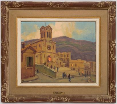 null Primitif BONO (c.1880-1955)
Notre église à Mers El-kébir
Huile sur toile signée...