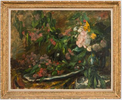 null Georges CLAIRIN (1843-1919)
Nature morte au plat de fruits et aux bouquets de...