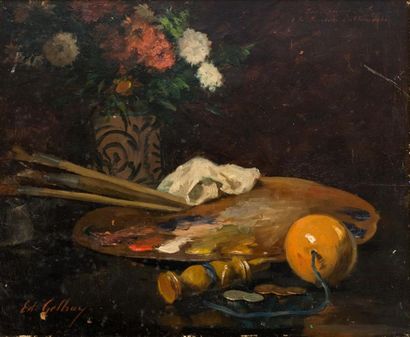 null Edouard GELHAY (1856-1939)
Partie perdue, nature morte à la palette et au bilboquet
Huile...