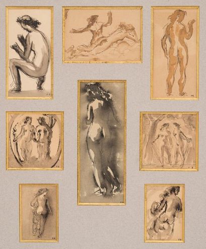 null Paul BELMONDO (1898-1982)
Nus féminins
Suite de huit dessins à l'encre et lavis...