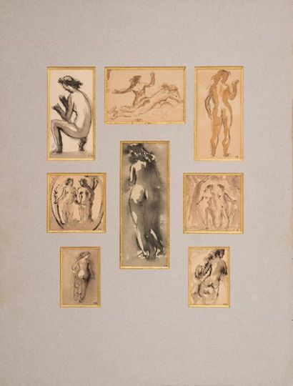 null Paul BELMONDO (1898-1982)
Nus féminins
Suite de huit dessins à l'encre et lavis...