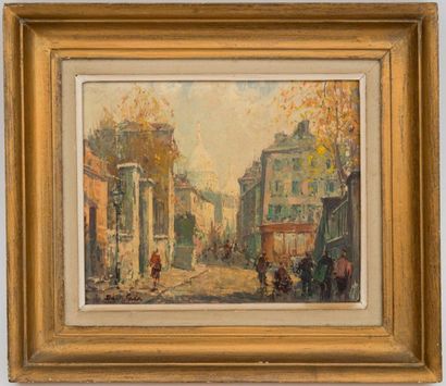 null Juan BAYON SALADO (1912-1995)
La rue Norvins à Montmartre
Huile sur isorel signé...