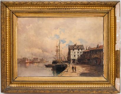 null Emile GODCHAUX (1860-1938)
Port animé de Normandie
Huile sur toile signée à...